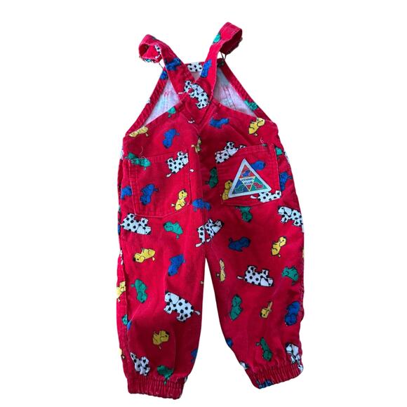 Oshkosh Kennel Klub Vintage 90s Red Puppy Overalls Kids - Picture 8 of 9